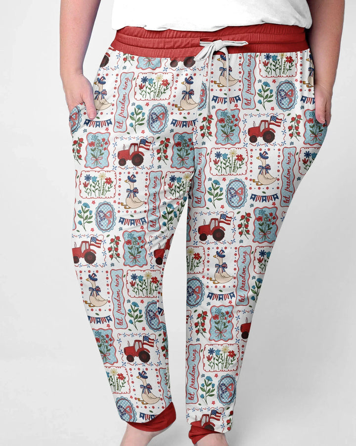 Patriotic USA Silly Goose Family Matching Bamboo Women Pajama Set