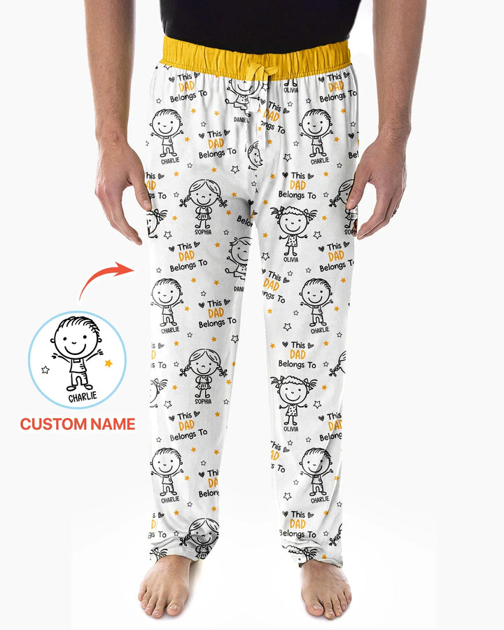 Custom Name This Dad Belongs To Doodle Bamboo Men's Pajama Set