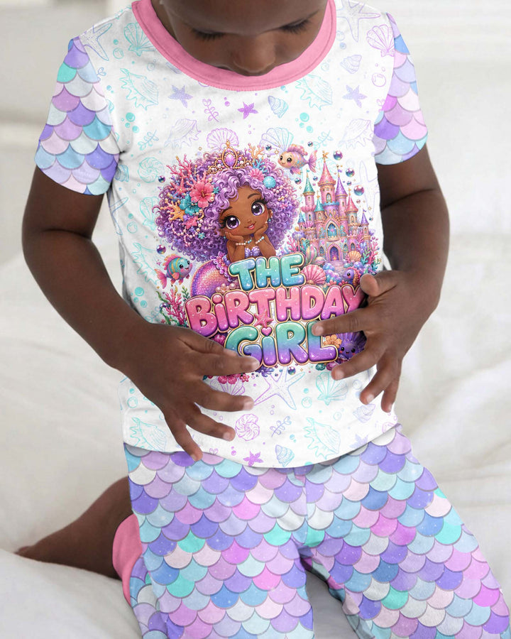 Black Mermaid The Birthday Girl Bamboo Two Piece Short Sleeve Pajama Set