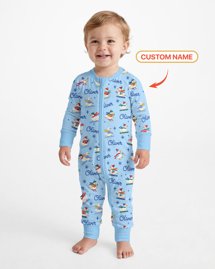 Custom Name Skiing Goose Bamboo Convertible Zippy