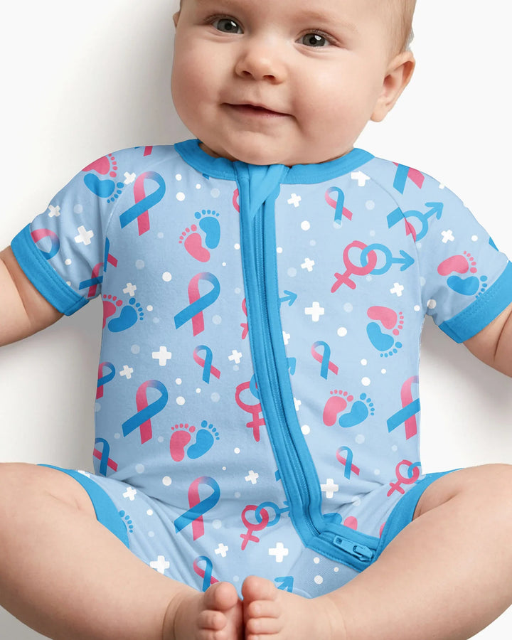 Infertility Awareness Blue and Pink Bamboo Shorty Zippy