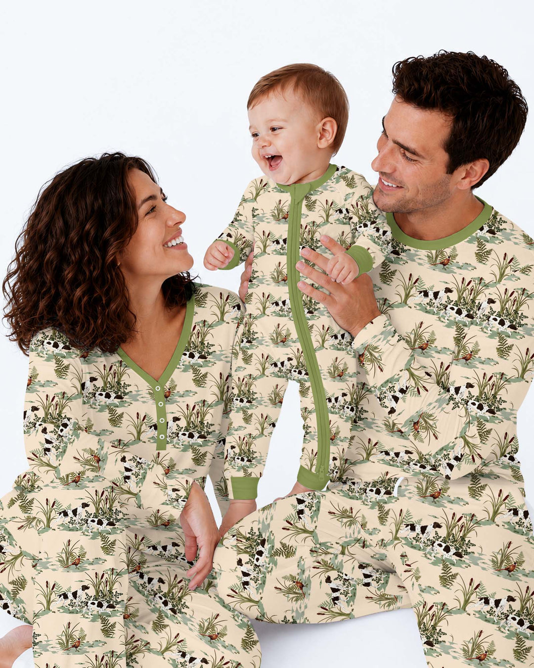 Vintage Pheasant & Hunting Dog Field Family Matching Bamboo Men's Pajama Set