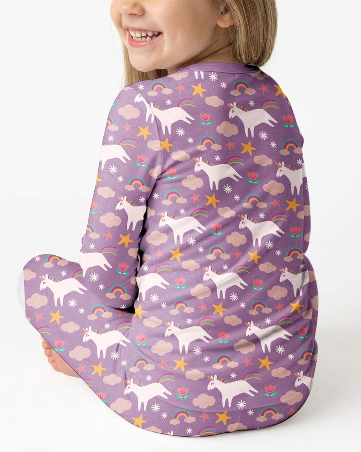 Purple Unicorns Bamboo Two Piece Pyjamas Set