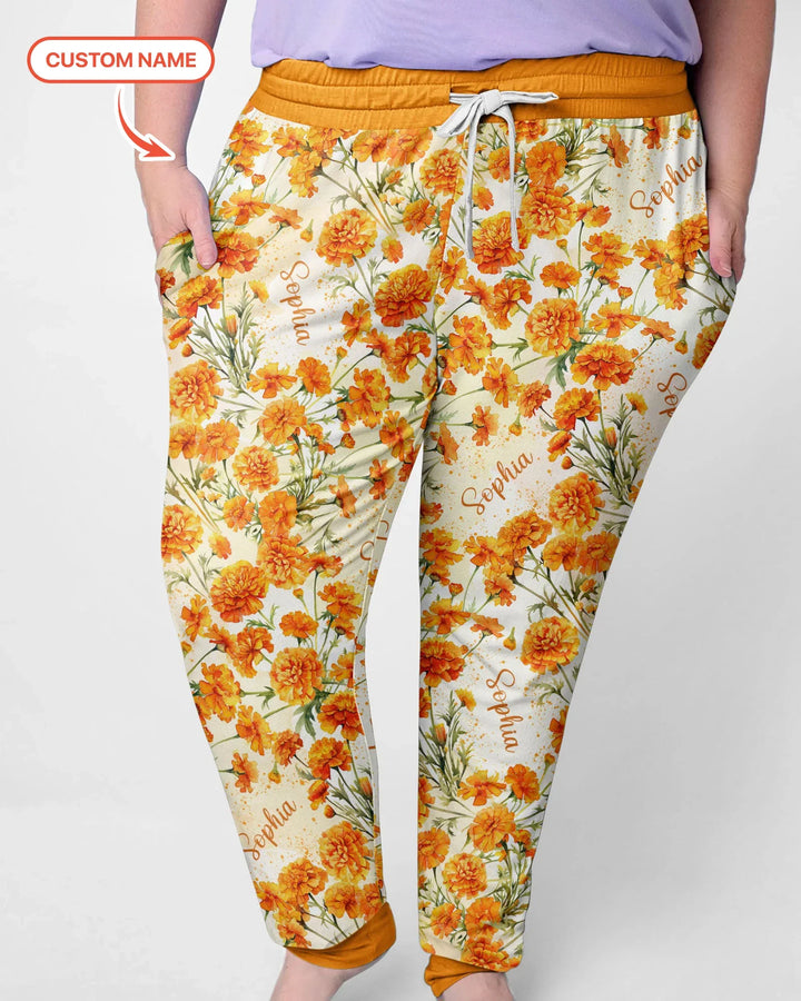 Custom Name Birth Month Flowers Bamboo Women Pajama Set
