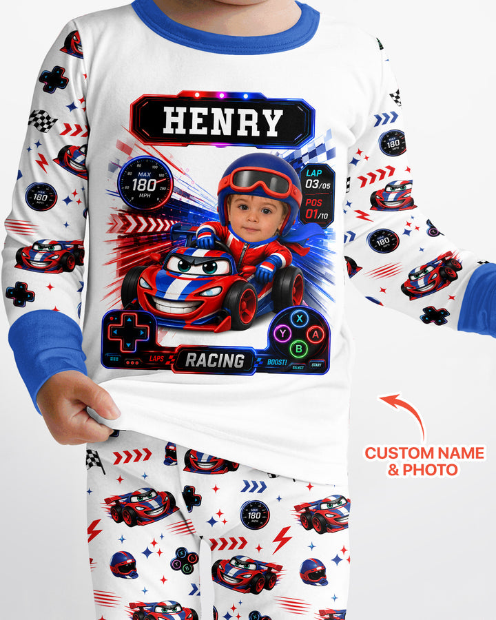 Kids Racing Car Bamboo Two Piece Long Sleeve Pajama Set