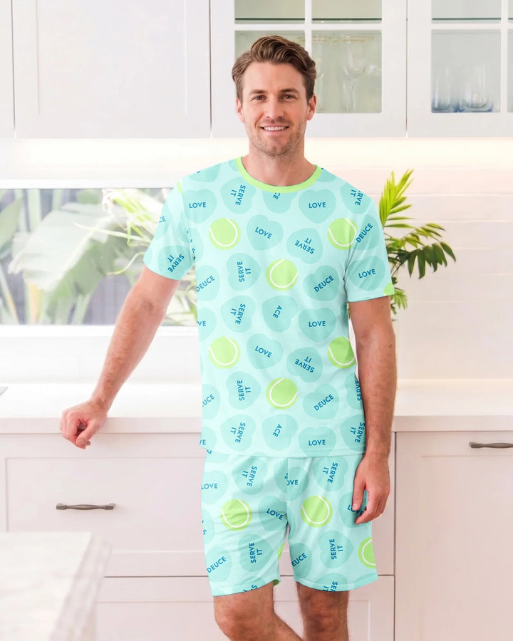 Tennis with Love Bamboo Men Short Sleeve Short Pajama Set