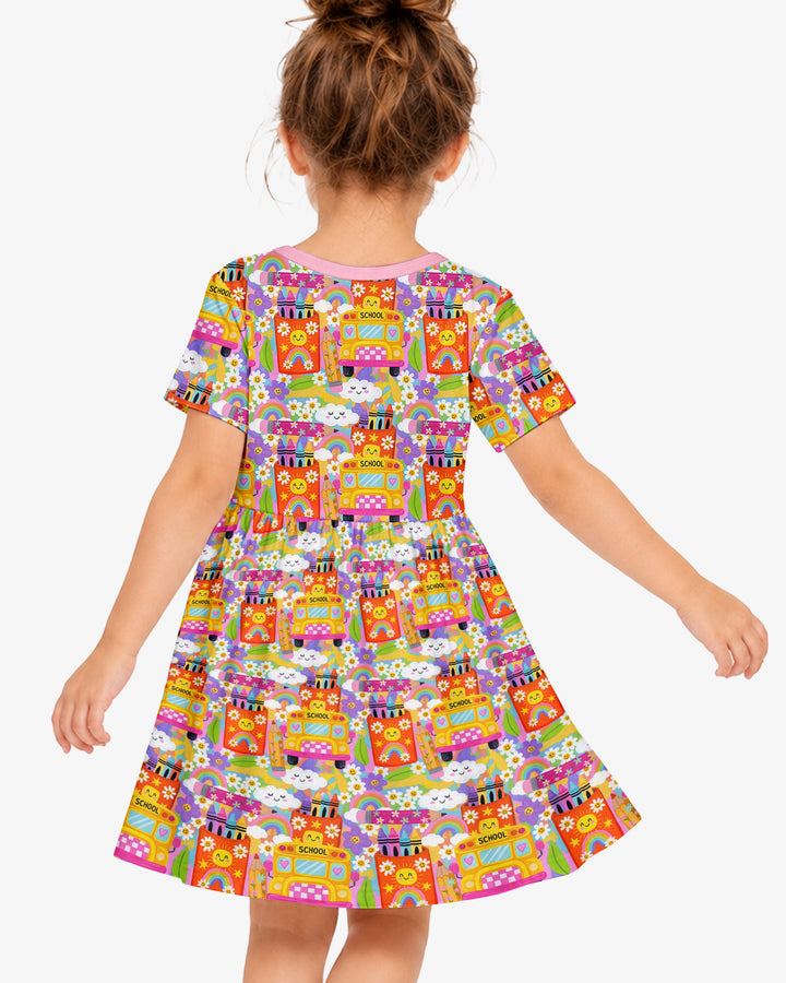 Retro Happy Classroom Bamboo Twirl Dress