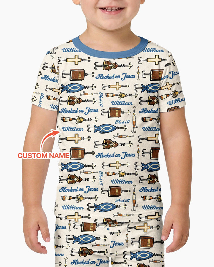 Hooked On Jesus Bamboo Two Piece Short Sleeve Pajama Set