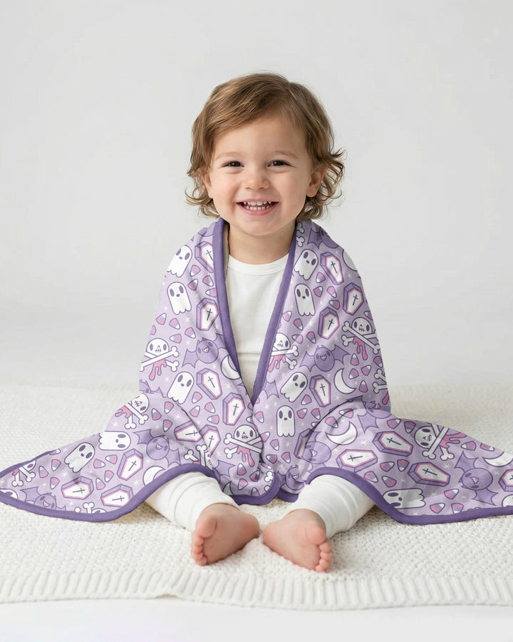 Cute Ghost Halloween Pastel Purple Spooky Bamboo Blanket