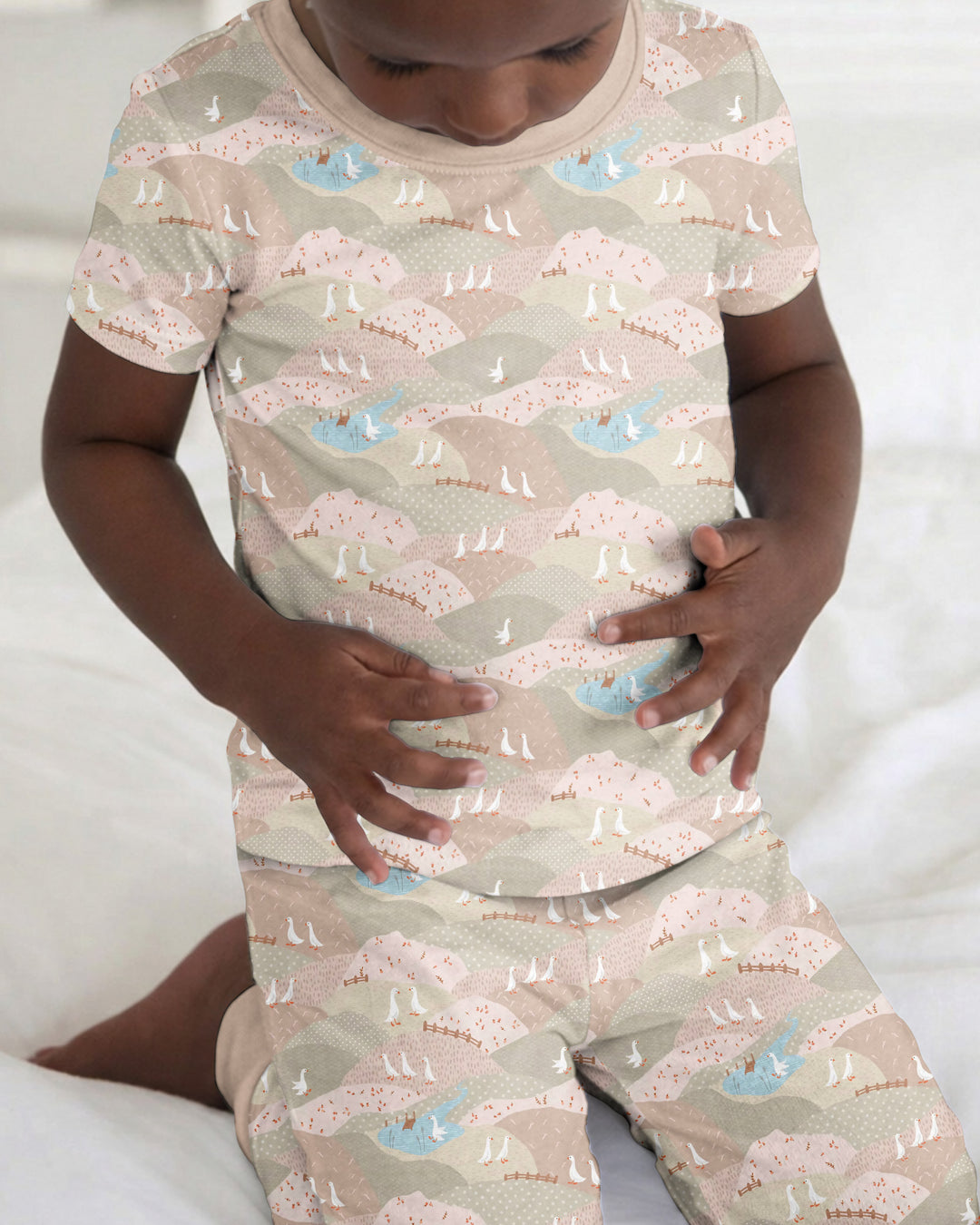 Wandering Geese Family Matching Bamboo Two Piece Short Sleeve Pajama Set