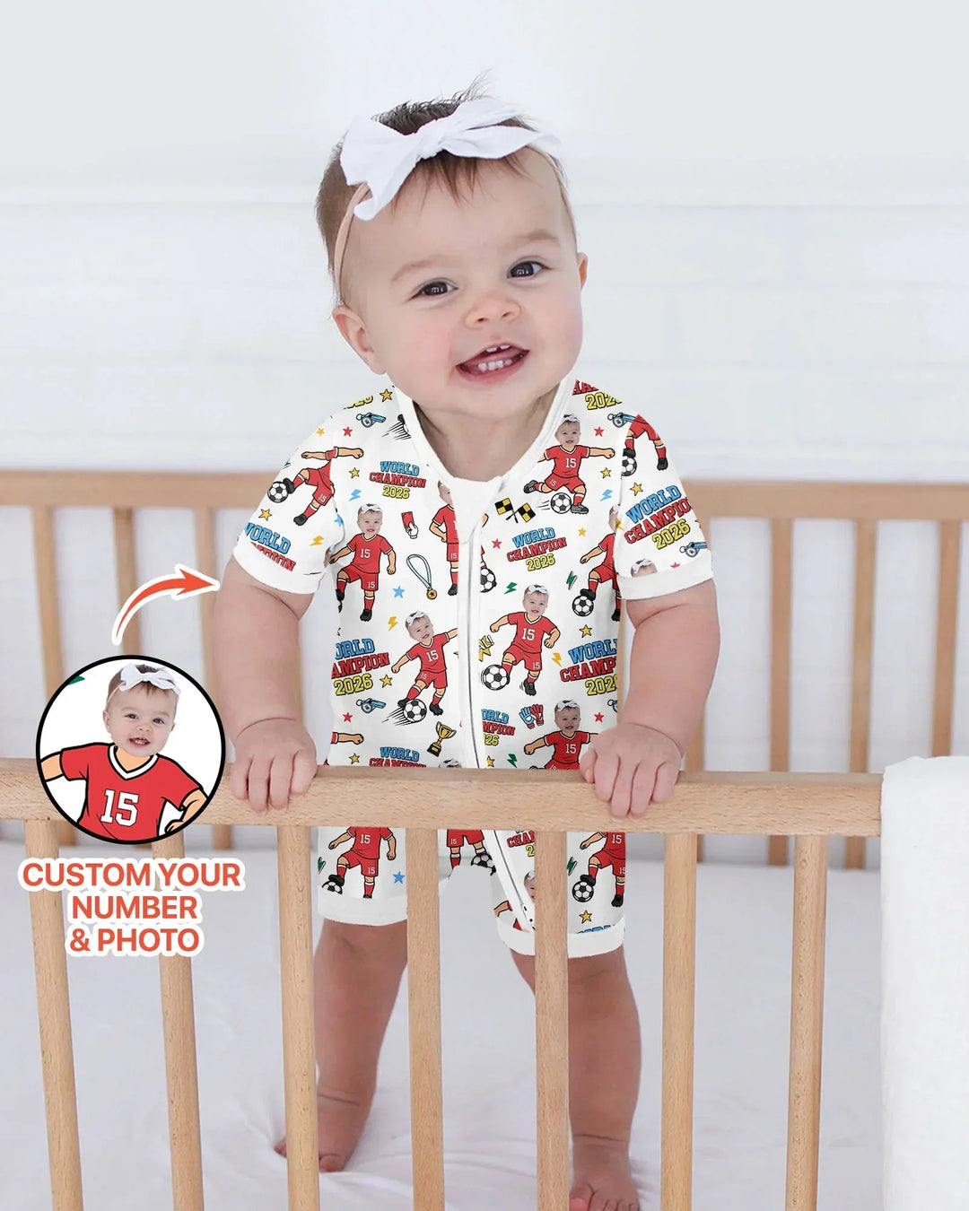 Custom Photo World Champion 2026 Family Matching Bamboo Shorty Zippy