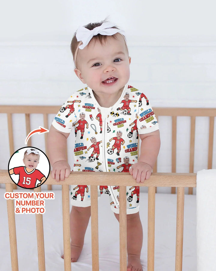 Custom Photo World Champion 2026 Family Matching Bamboo Shorty Zippy