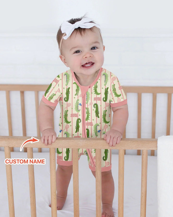 Custom Name Tennis Crocodiles Bamboo Shorty Zippy