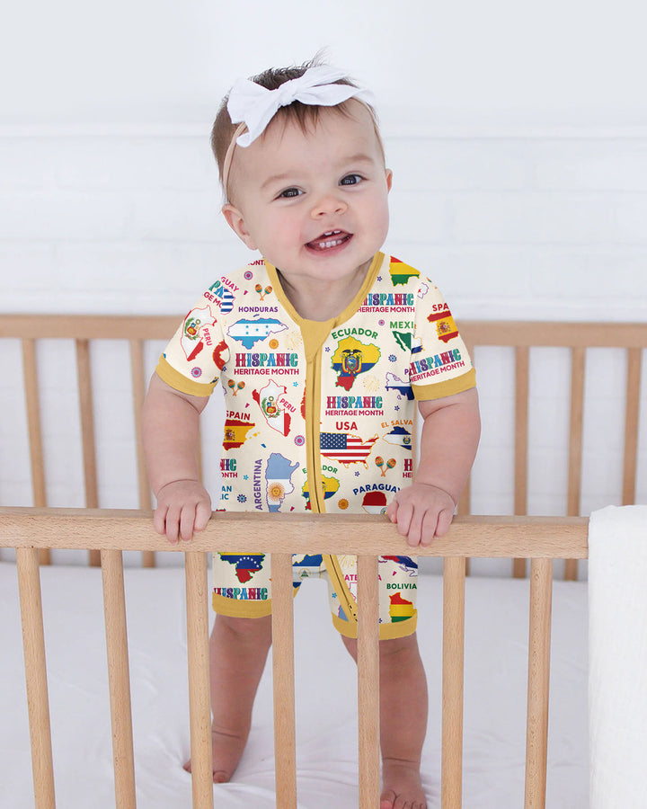 Hispanic Heritage Month Country Flags Bamboo Shorty Zippy