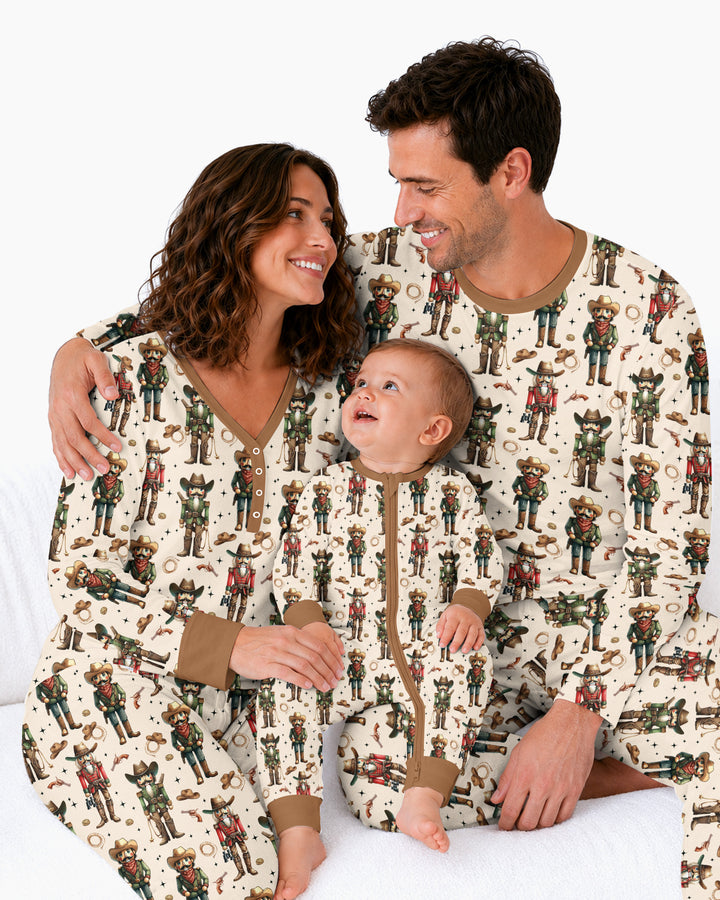 Western Christmas Cowboy Nutcracker Bamboo Women Pajama Set
