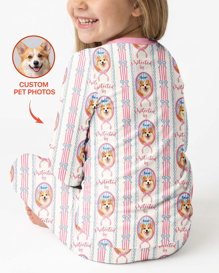 Custom Coquette Pet Photo Little Protector Bamboo Two Piece Long Sleeve Pajama Set