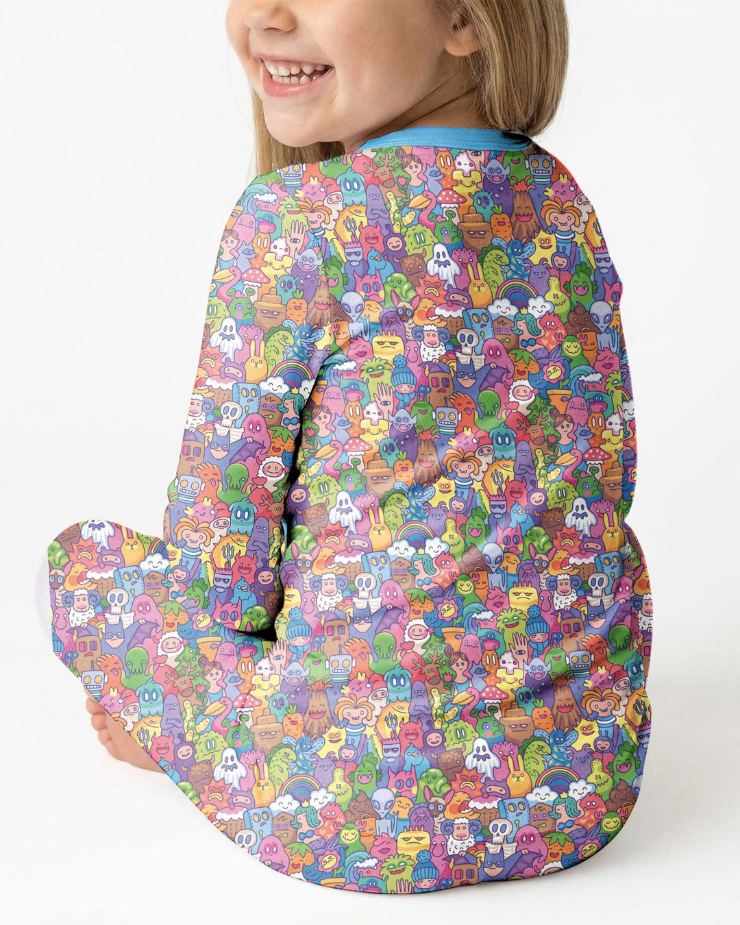 Doodle Characters Pastel Bamboo Two Piece Long Sleeve Pajama Set