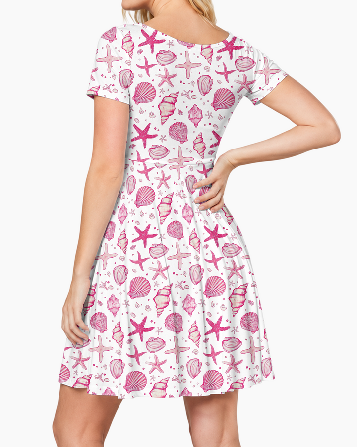 Coastal Charm Family Matching Bamboo Women’s Short Sleeve Twirl Dress