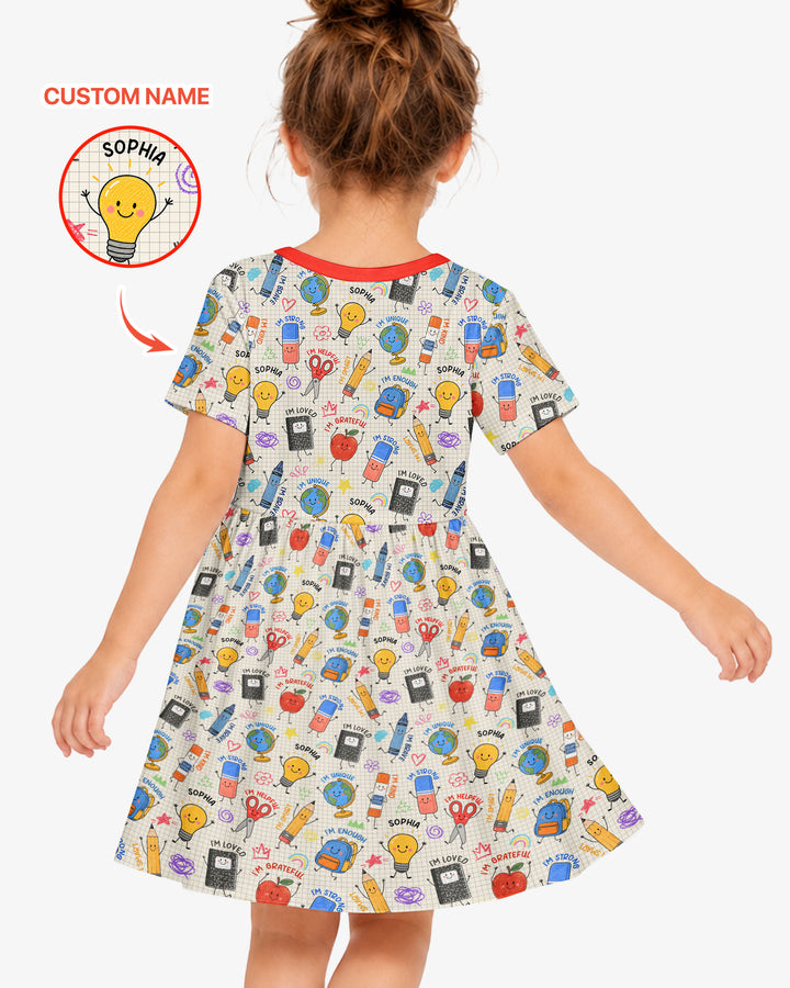 School Squad Custom Name Bamboo Twirl Dress