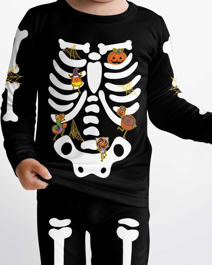 Halloween Skeleton Candy Bamboo Two Piece Long Sleeve Pajama Set