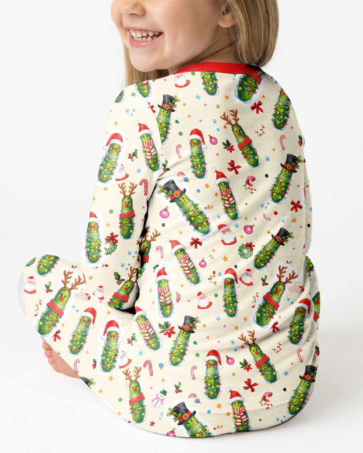 Funny Christmas Pickle Bamboo Two Piece Long Sleeve Pajama Set