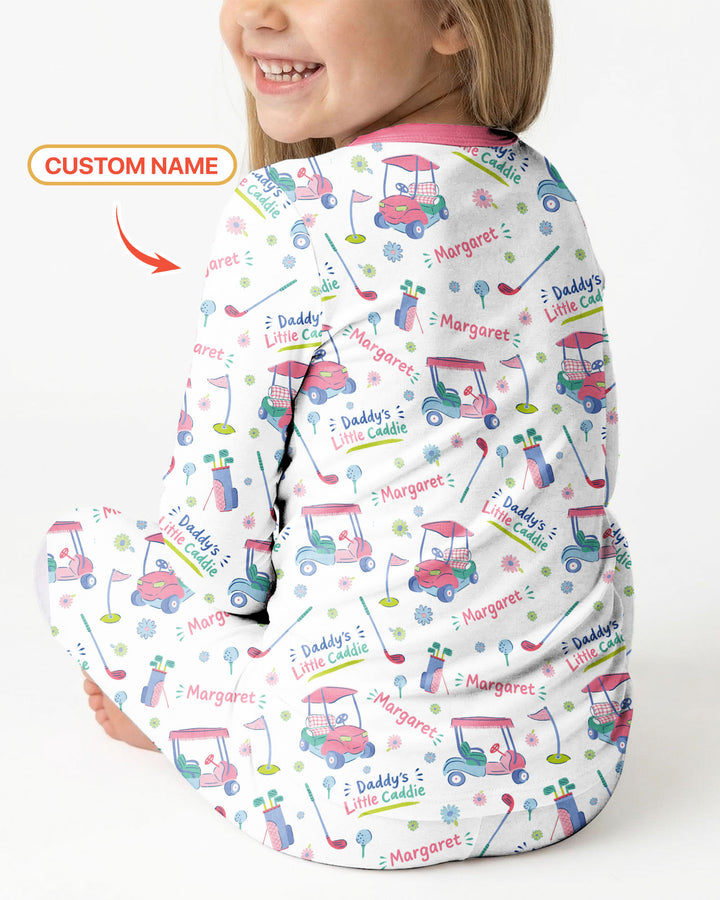 Daddy's Little Caddie Custom Name Bamboo Two Piece Long Sleeve Pajama Set