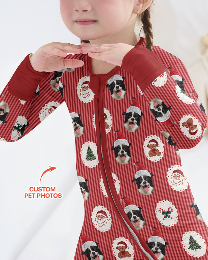 Custom Pet Face Christmas Cameo Bamboo Convertible Zippy