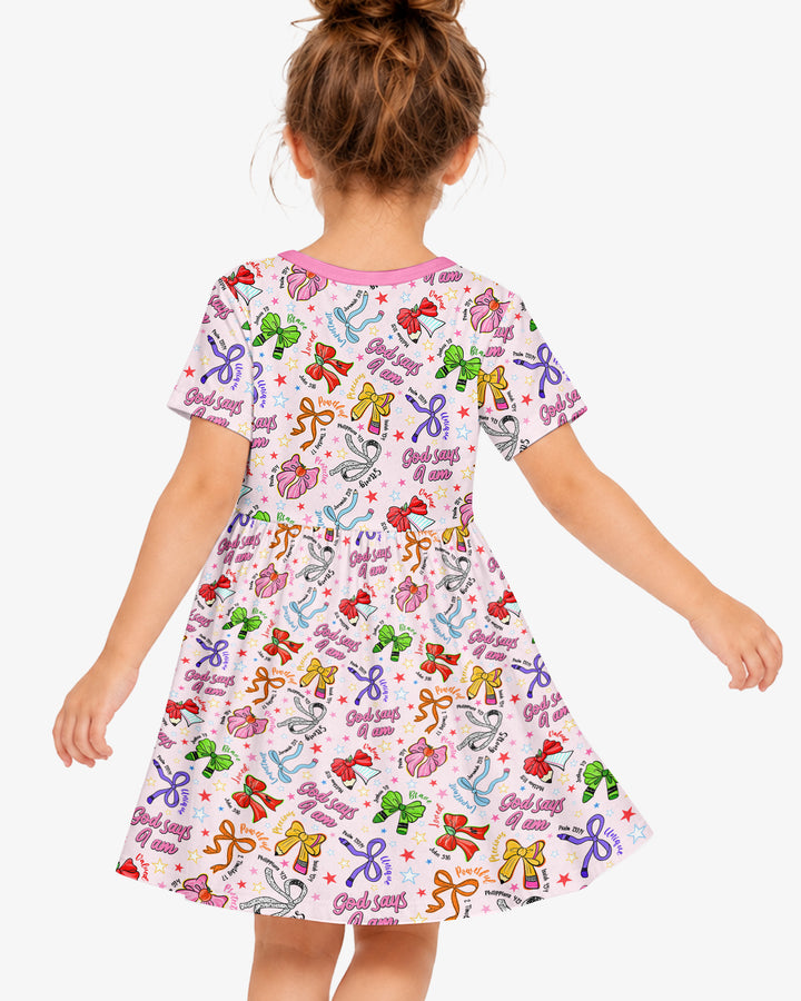 Pencil Bows God Says I Am Bamboo Twirl Dress