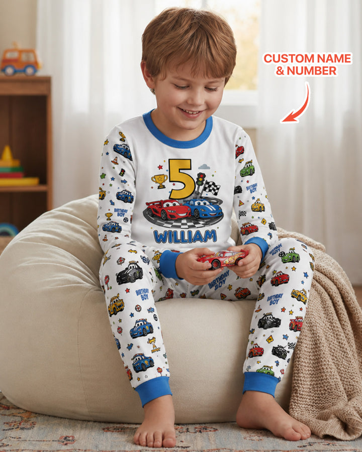 Birthday Racing Adventure Bamboo Two Piece Long Sleeve Pajama Set