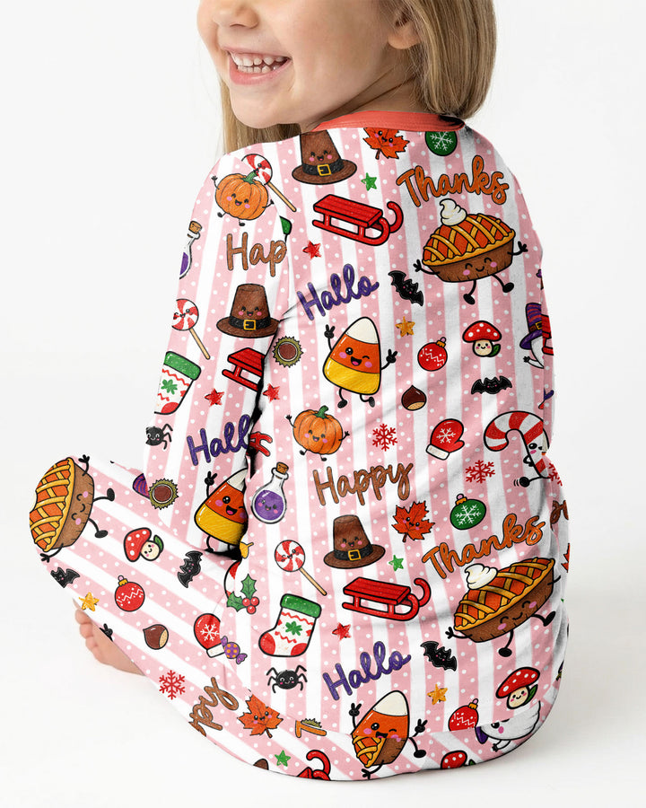 Happy Hallothanksmas Bamboo Two Piece Long Sleeve Pajama Set