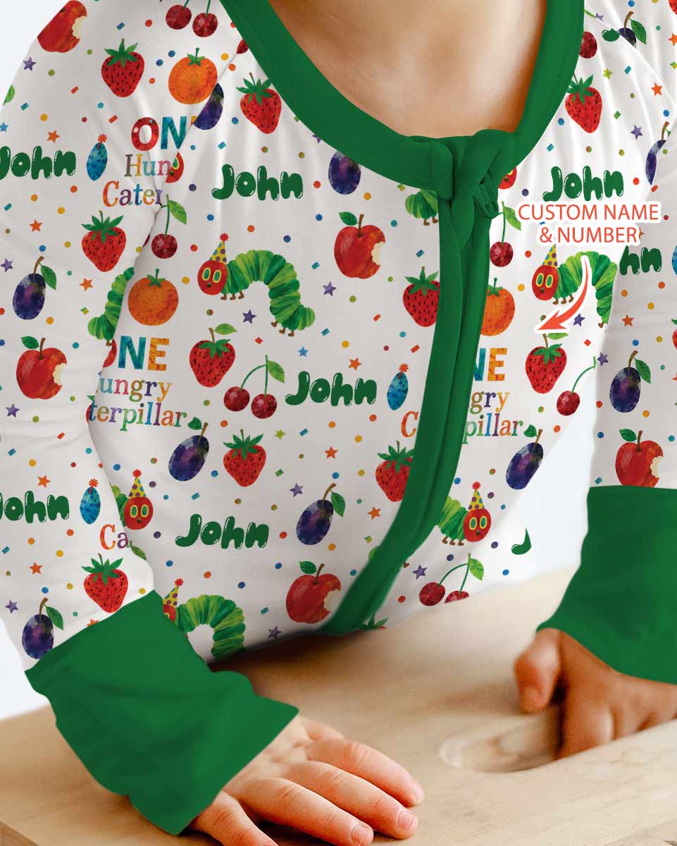 Custom Name And Age Hungry Caterpillar Bamboo Convertible Zippy
