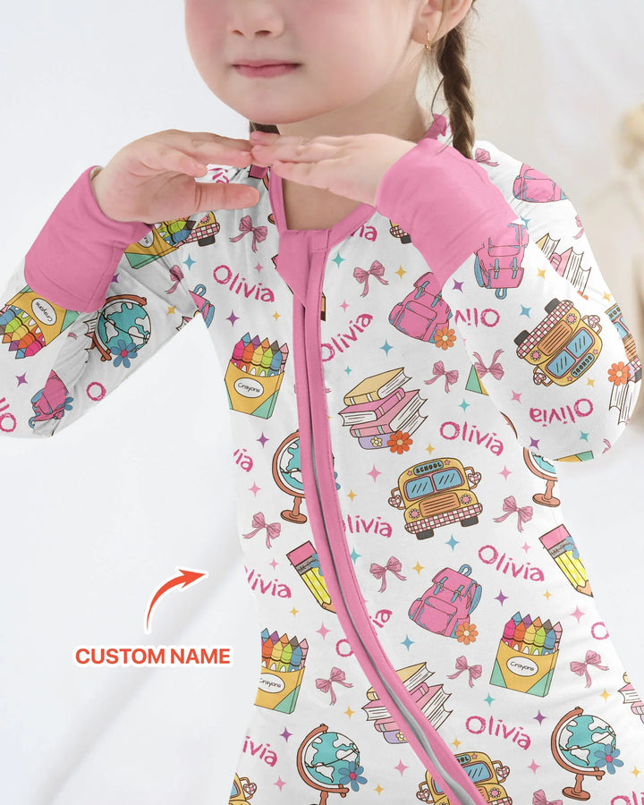 Custom Name Back To School Bamboo Convertible Zippy