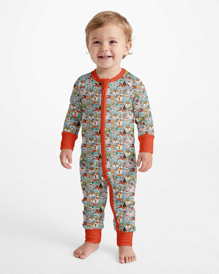 Christmas Woodland Deer Fox Bear Bamboo Convertible Zippy