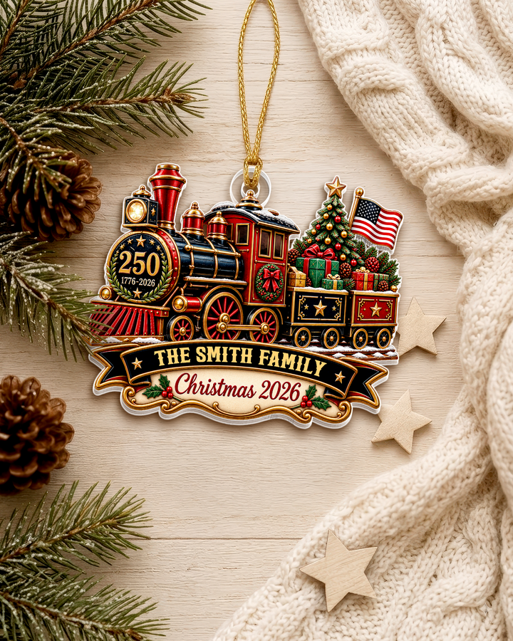 250th Anniversary Christmas Train - Personalized Acrylic Ornament