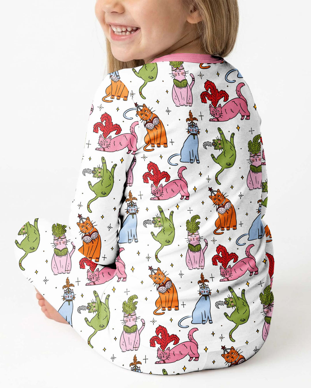 Whimsical Cats Bamboo Two Piece Long Sleeve Pajama Set