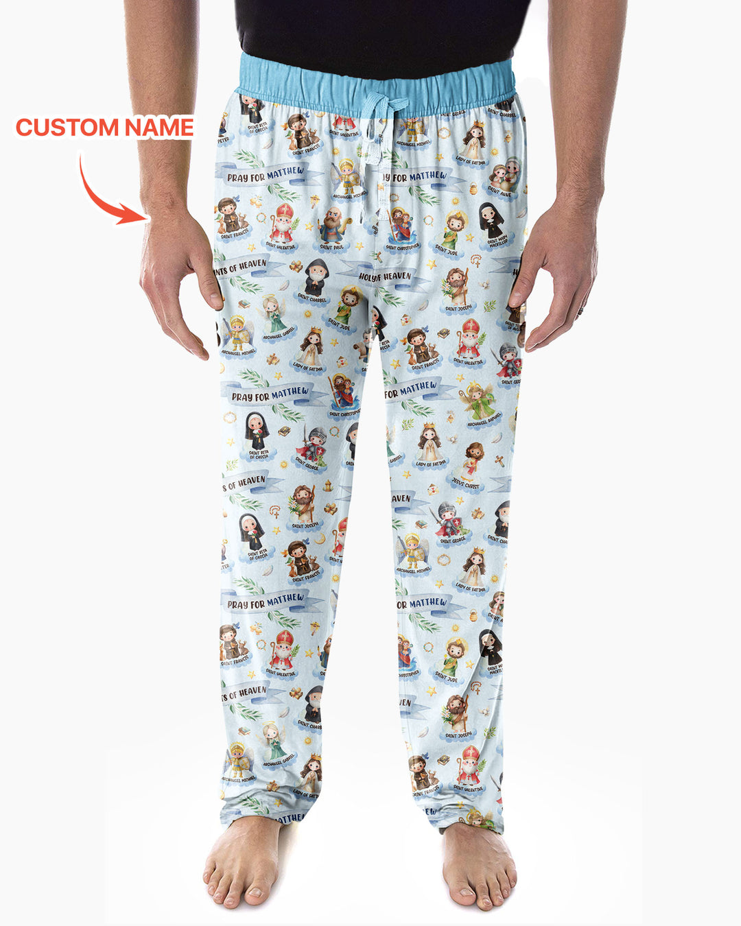 Holy Saints of Heaven Custom Name Bamboo Men's Pajama Set