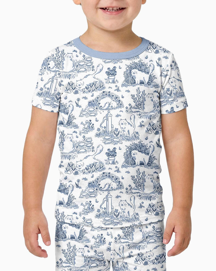 Toile Cats Bamboo Two Piece Short Sleeve Pajama Set