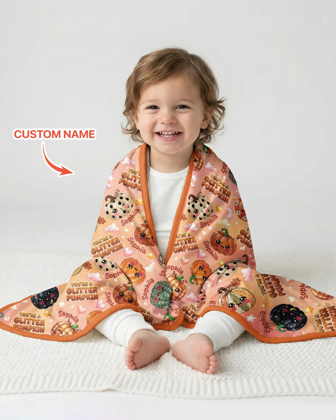 Custom Name You're A Glitter Pumpkin Bamboo Blanket