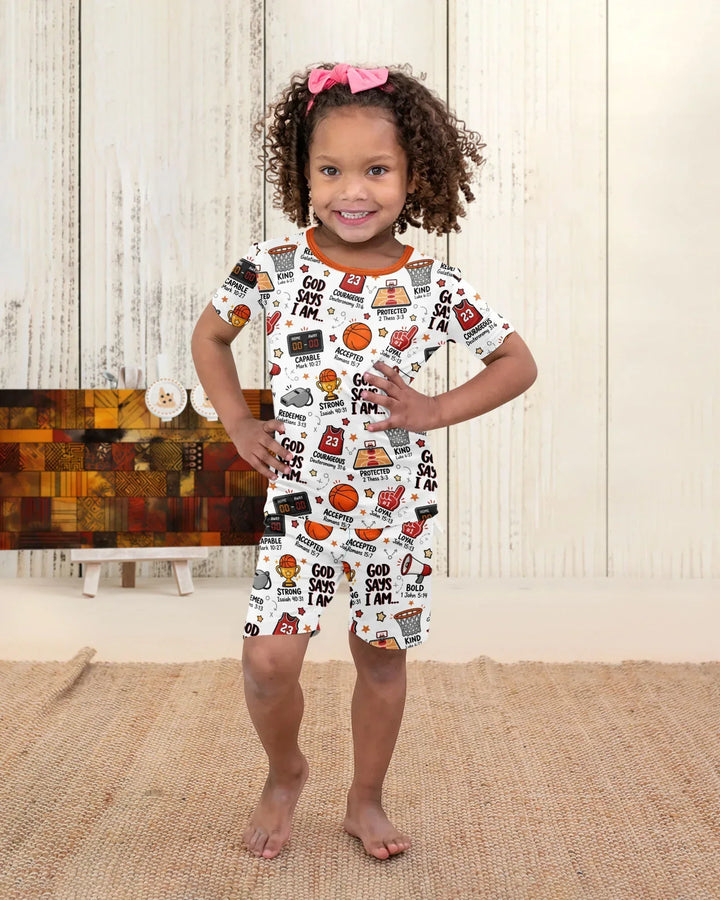 Basketball God Says I Am Bamboo Two Piece Short Sleeve Shorts Pajama Set