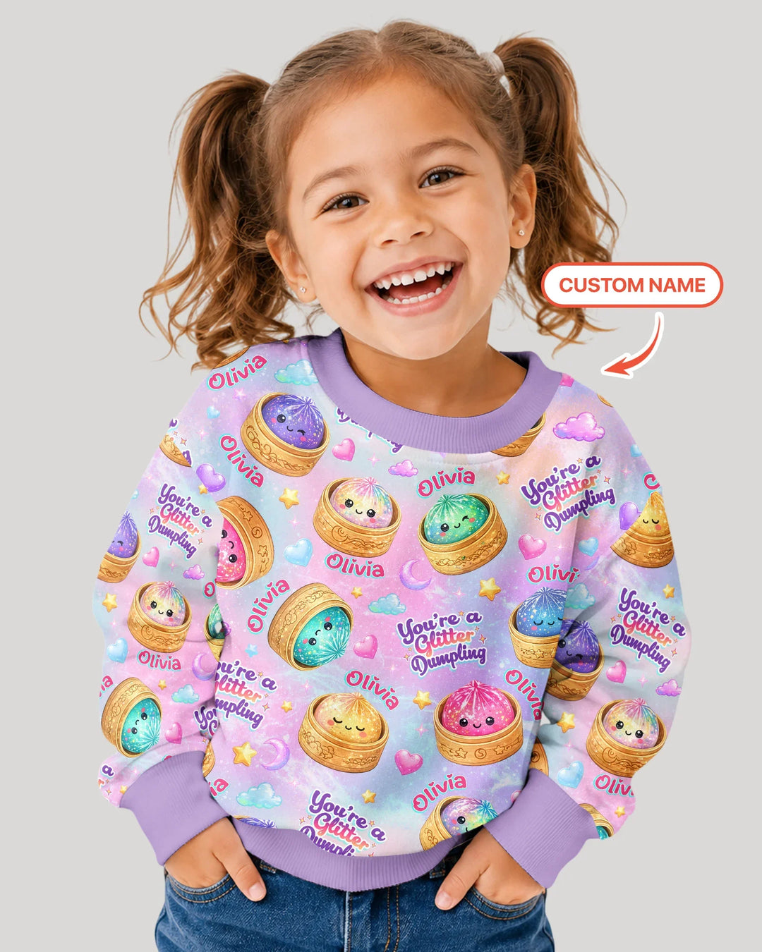 Custom Name You're A Glitter Dumpling Bamboo Crewneck Sweatshirt