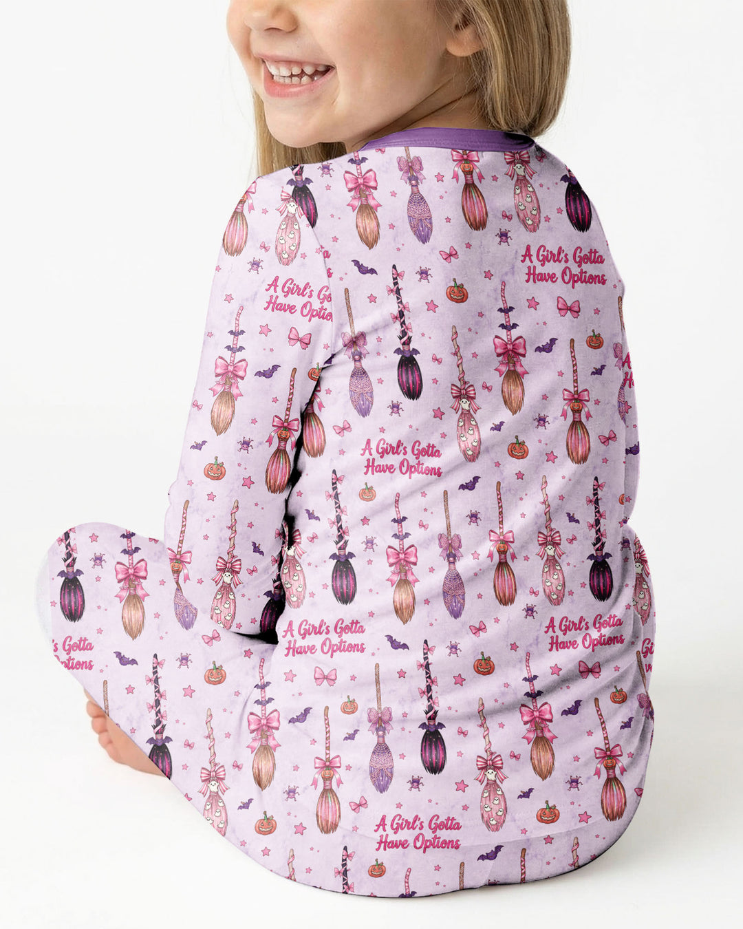 A Girl's Gotta Have Options Witch Brooms Bamboo Two Piece Long Sleeve Pajama Set