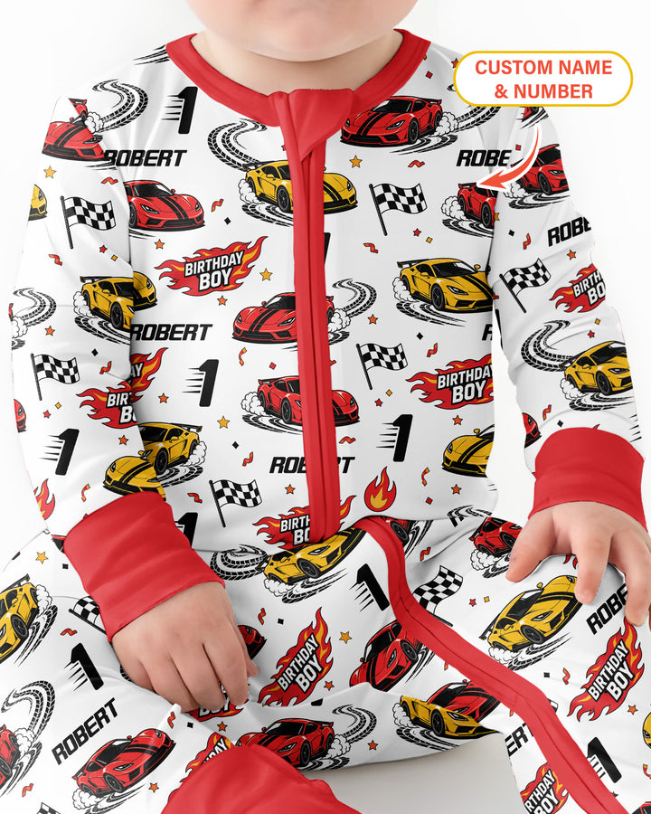 Personalized Racing Car Birthday Boy Bamboo Convertible Zippy
