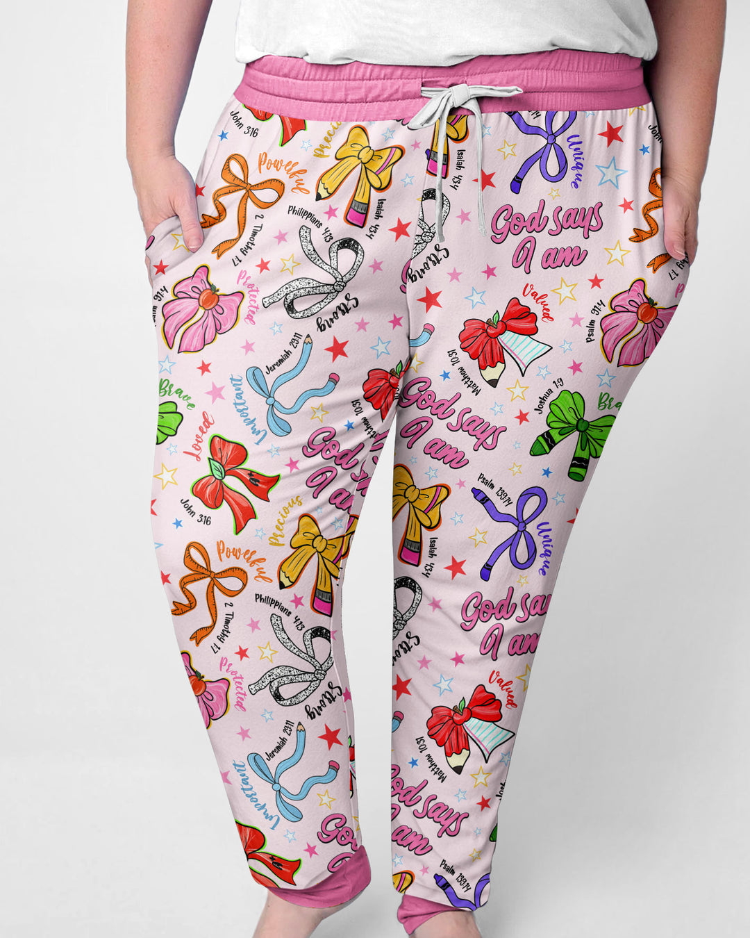 Pencil Bows God Says I Am Bamboo Women Pajama Set