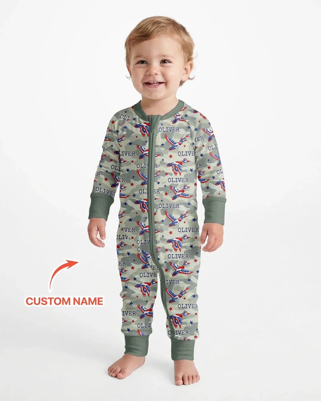 Custom Name America Mallard Duck Family Matching Bamboo Convertible Zippy
