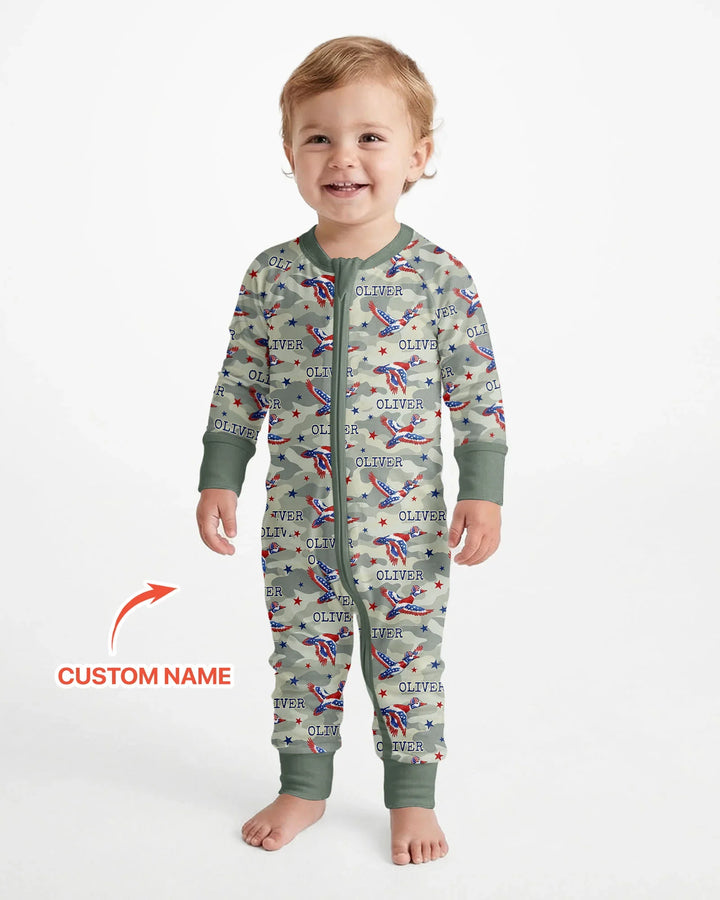 Custom Name America Mallard Duck Family Matching Bamboo Convertible Zippy