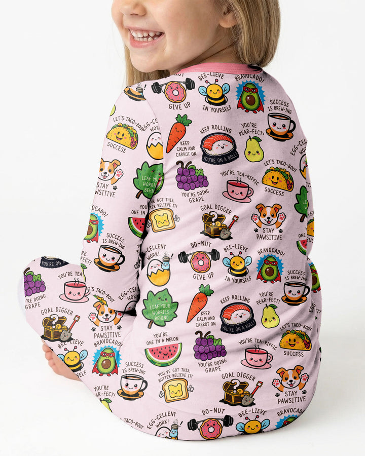 Cute Motivational Puns Bamboo Two Piece Long Sleeve Pajama Set
