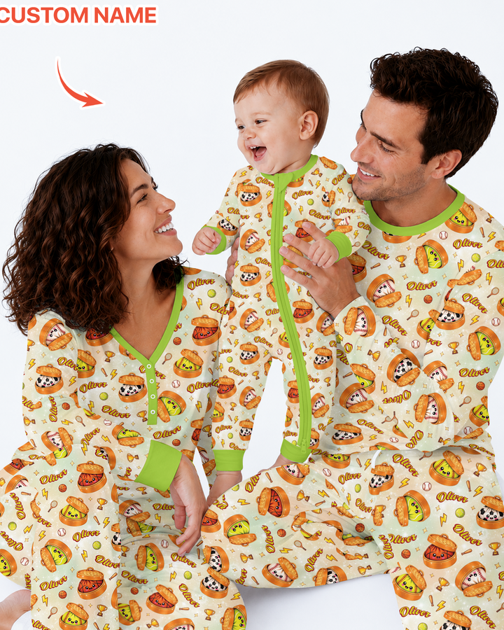 Custom Name Sports Dumpling Bamboo Men's Pajama Set