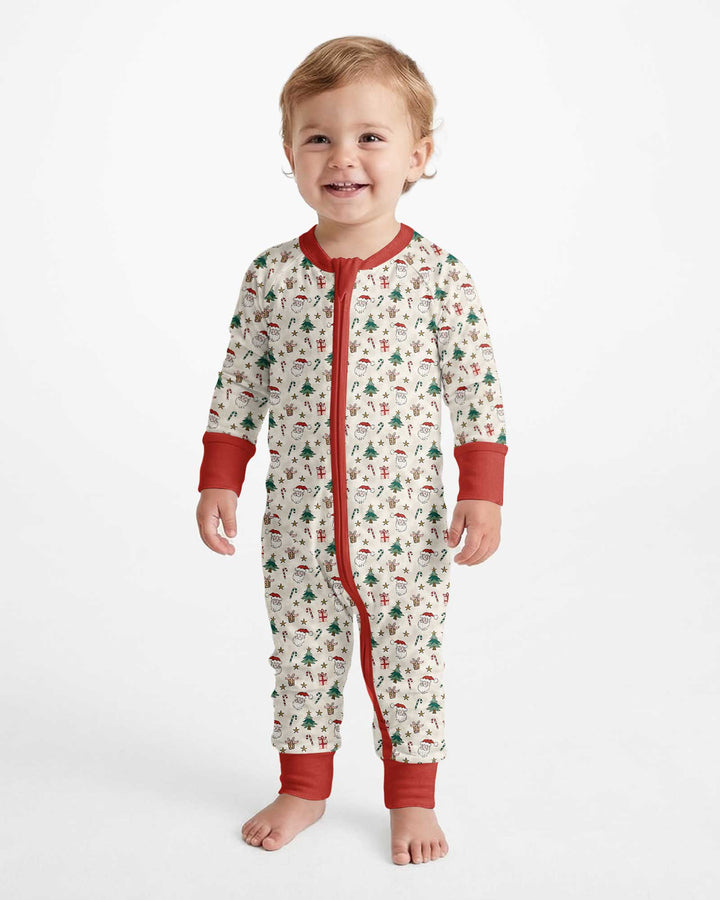 Vintage Santa Christmas Doodles Bamboo Convertible Zippy
