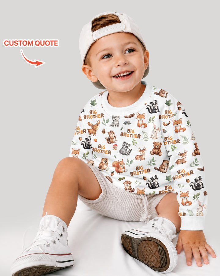 Custom Quote Woodland Animal Matching Sibling Bamboo Crewneck Sweatshirt