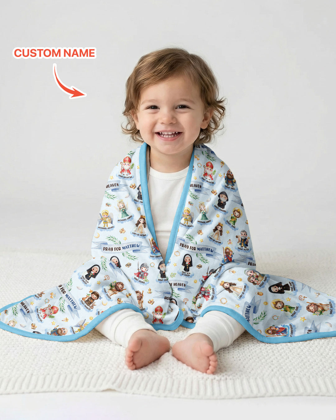 Holy Saints of Heaven Custom Name Bamboo Blanket